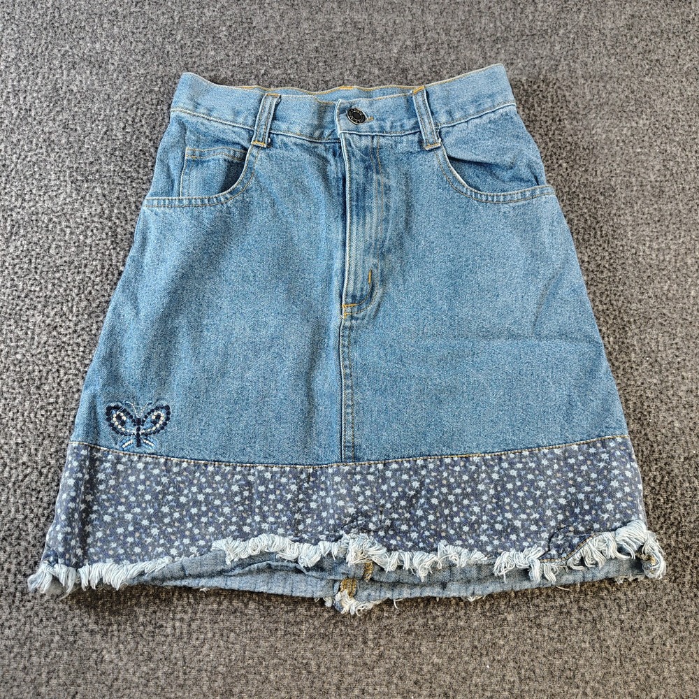 Y2K Faded Glory Denim Skirt embroidered